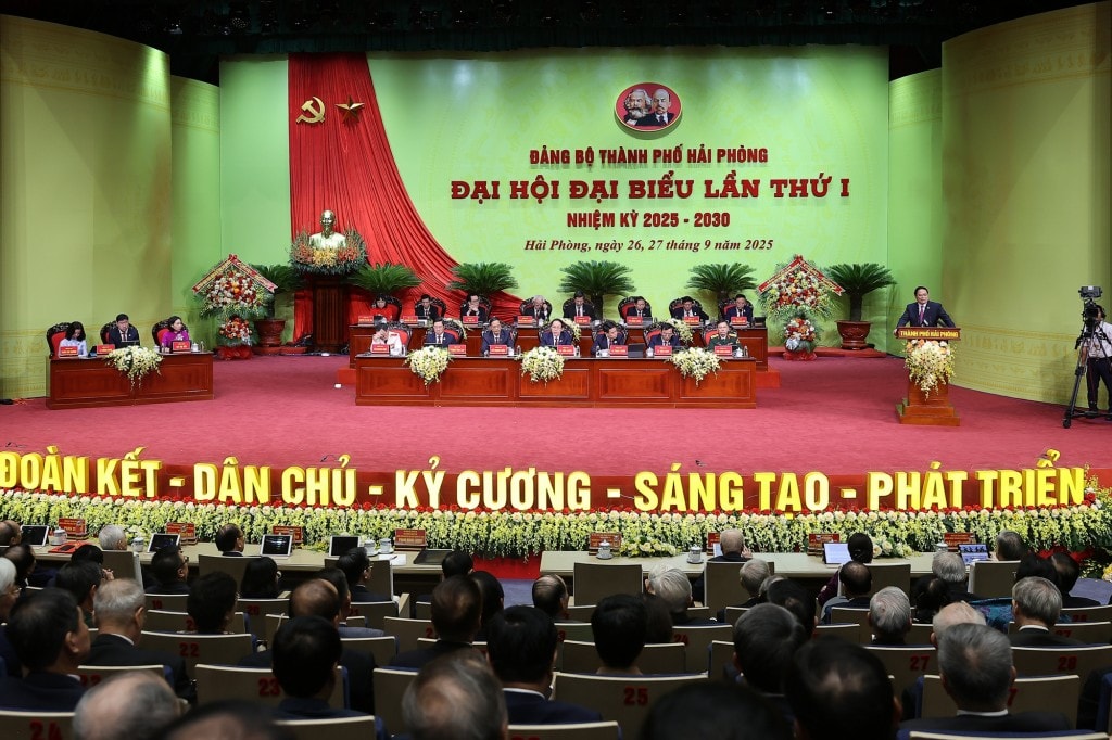 Đại hội đại biểu Đảng bộ thành phố Hải Phòng lần thứ nhất, nhiệm kỳ 2025-2030 là sự kiện chính trị có ý nghĩa đặc biệt quan trọng, tạo nền tảng cho sự phát triển mạnh mẽ của Hải Phòng trong kỷ nguyên mới - Ảnh: VGP/Nhật Bắc