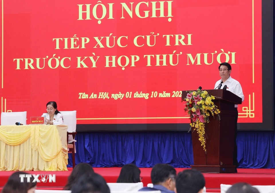 Chủ tịch nước Lương Cường phát biểu. (Ảnh: Lâm Khánh/TTXVN)