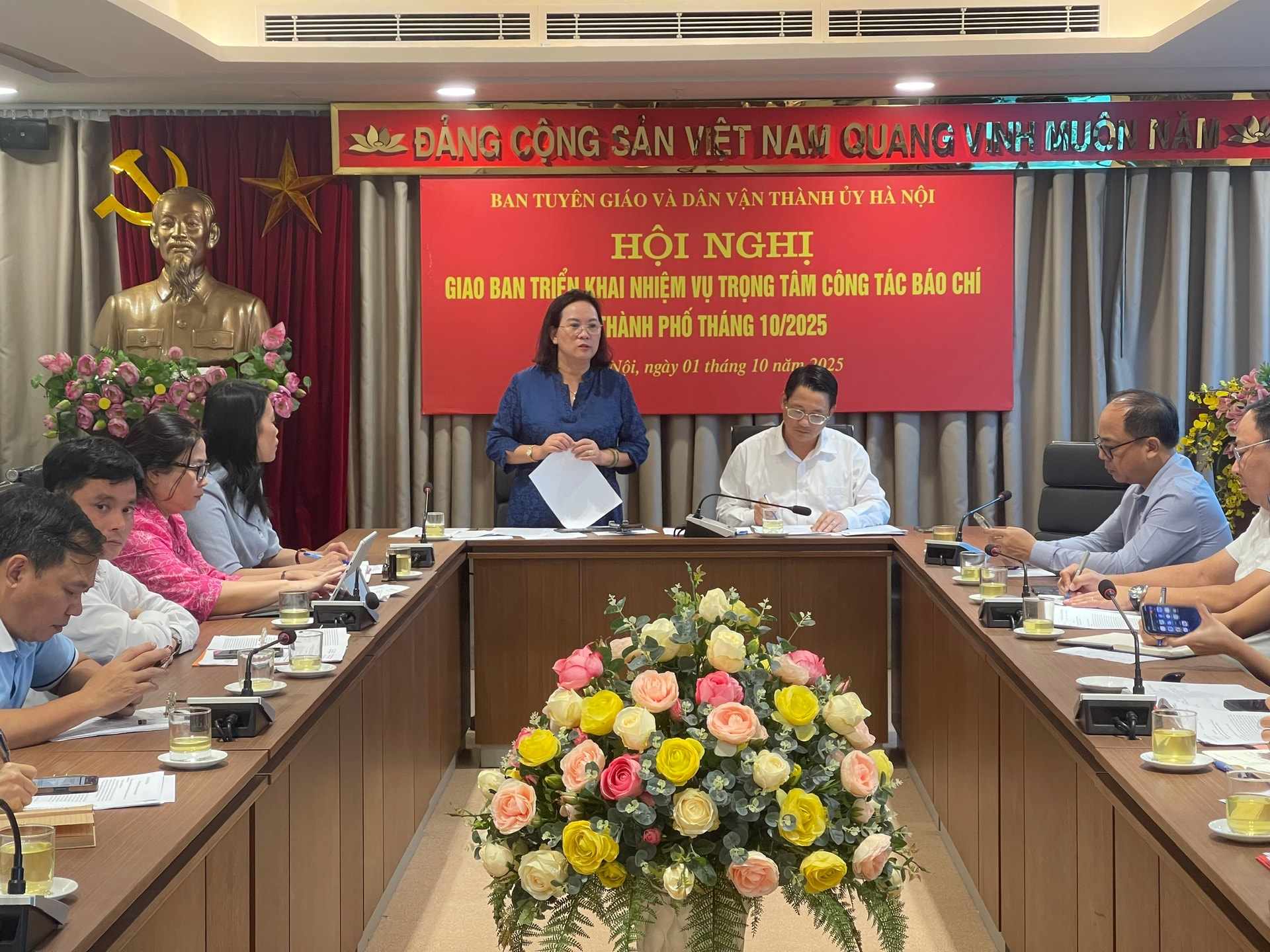 Die stellvertretende Direktorin des Kultur- und Sportministeriums von Hanoi, Nguyen Thi Mai Huong, sprach auf der Konferenz. Foto: Nguyen Anh