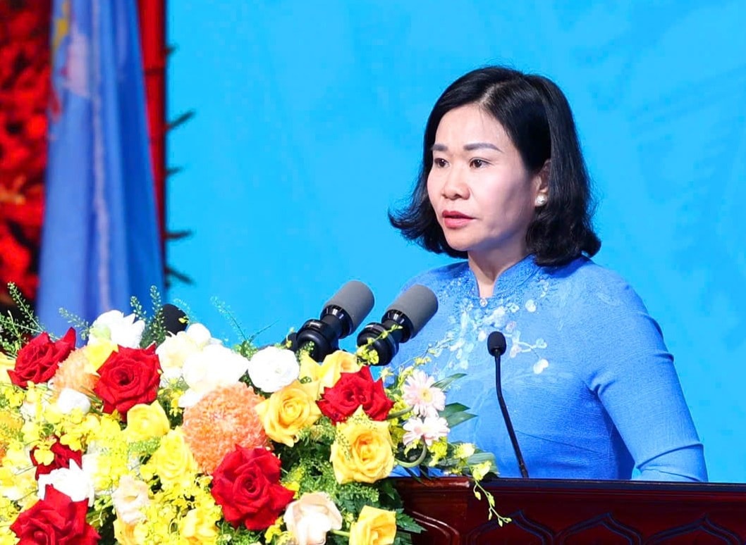 Chủ tịch Trung ương Hội Liên hiệp phụ nữ Việt Nam Nguyễn Thị Tuyến phát biểu