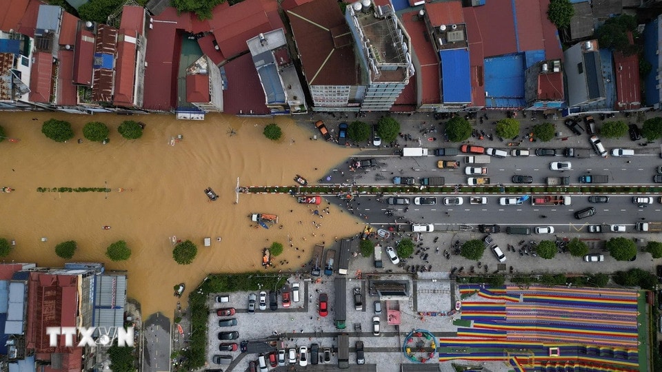 Trung tâm thành phố Thái Nguyên nhìn từ trên cao. (Ảnh: Minh Quyết/TTXVN)