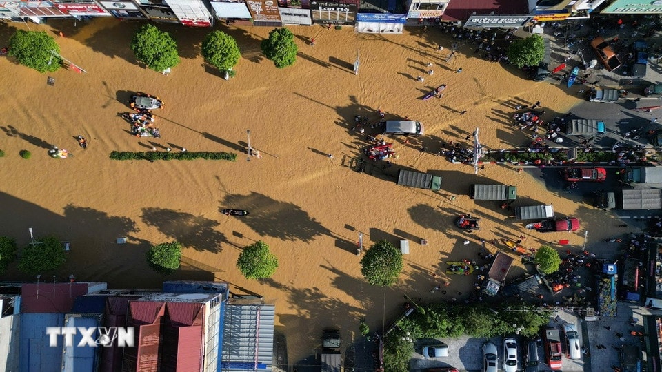 Trung tâm thành phố Thái Nguyên nhìn từ trên cao. (Ảnh: Minh Quyết/TTXVN)