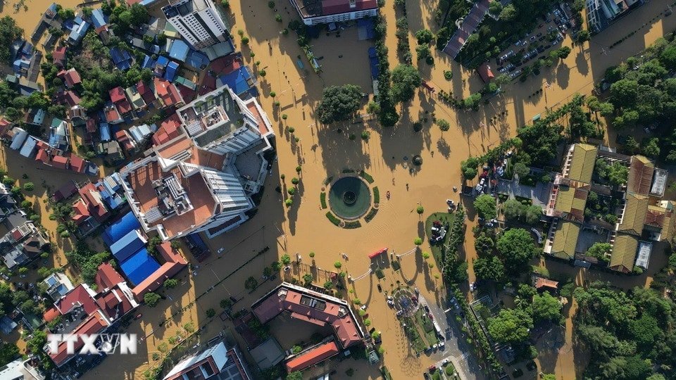 Trung tâm thành phố Thái Nguyên nhìn từ trên cao. (Ảnh: Minh Quyết/TTXVN)