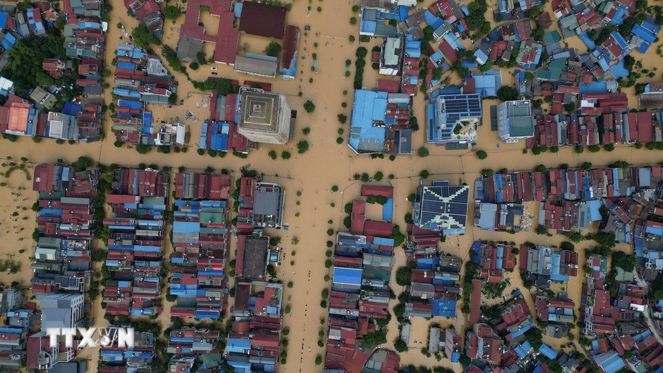 Trung tâm thành phố Thái Nguyên nhìn từ trên cao. (Ảnh: Minh Quyết/TTXVN)