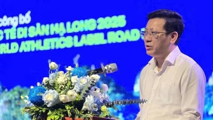 Ông Nguyễn Việt Dũng, Giám đốc Sở Văn hóa, Thể thao và Du lịch tỉnh Quảng Ninh phát biểu tại buổi lễ.