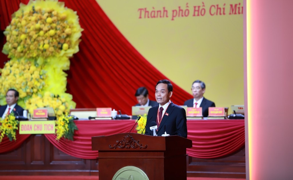 Bí thư Thành ủy TP Hồ Chí Minh Trần Lưu Quang phát biểu bế mạc đại hội