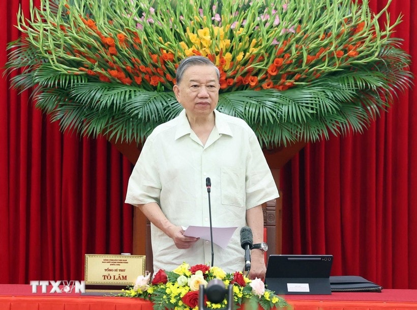 Tổng Bí thư Tô Lâm, Trưởng Ban Chỉ đạo Trung ương phát biểu. (Ảnh: Thống Nhất/TTXVN)