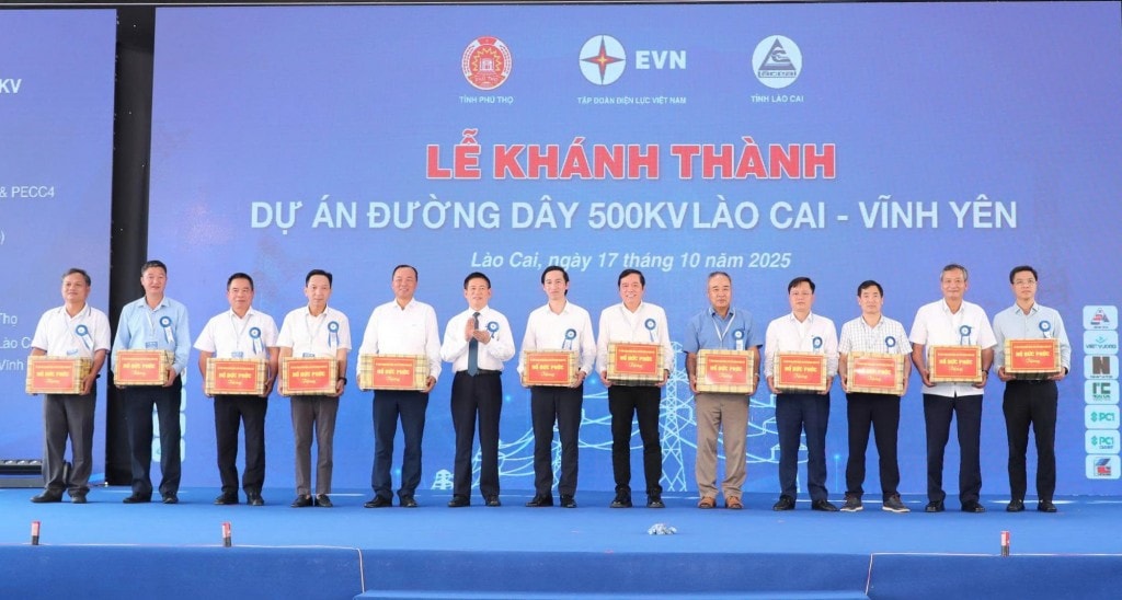 Phó Thủ tướng tặng quà cho các đơn vị tham gia thực hiện dự án - Ảnh: VGP