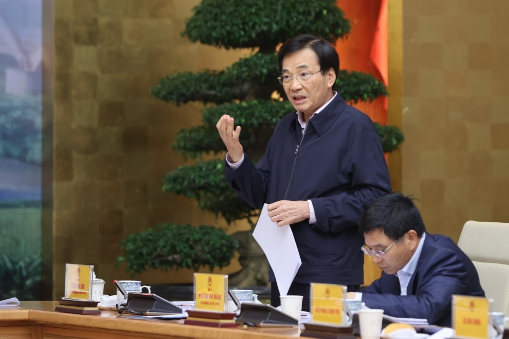 Bộ trưởng, Chủ nhiệm Văn phòng Chính phủ Trần Văn Sơn phát biểu tại phiên họp - Ảnh: VGP/Nhật Bắc