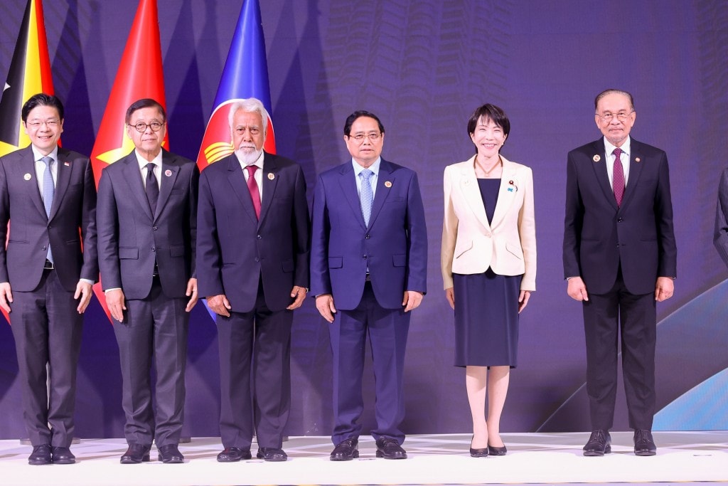 Kết thúc hội nghị, các lãnh đạo ASEAN và Nhật Bản đã thông qua Tuyên bố chung về thúc đẩy và triển khai Quan điểm của ASEAN về Ấn Độ Dương - Thái Bình Dương (AOIP) - Ảnh: VGP/Nhật Bắc