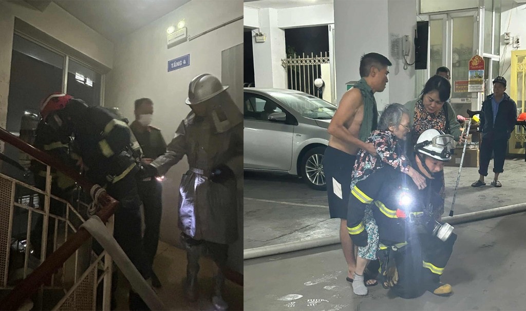 Lực lượng chữa cháy nhanh chóng tiếp cận, hướng dẫn, giải cứu người dân thoát khỏi vụ chạy an toànLực lượng chữa cháy nhanh chóng tiếp cận, hướng dẫn, giải cứu người dân thoát khỏi vụ chạy an toàn