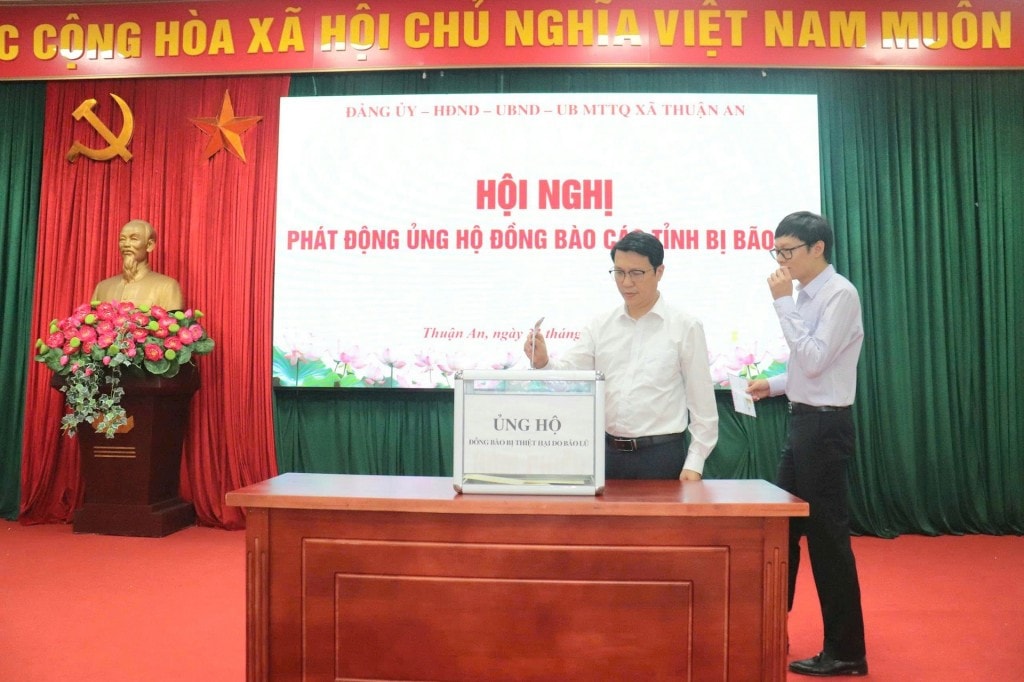 Xã Thuận An phát động ủng hộ nhân dân các tỉnh bị thiệt hại do mưa bão