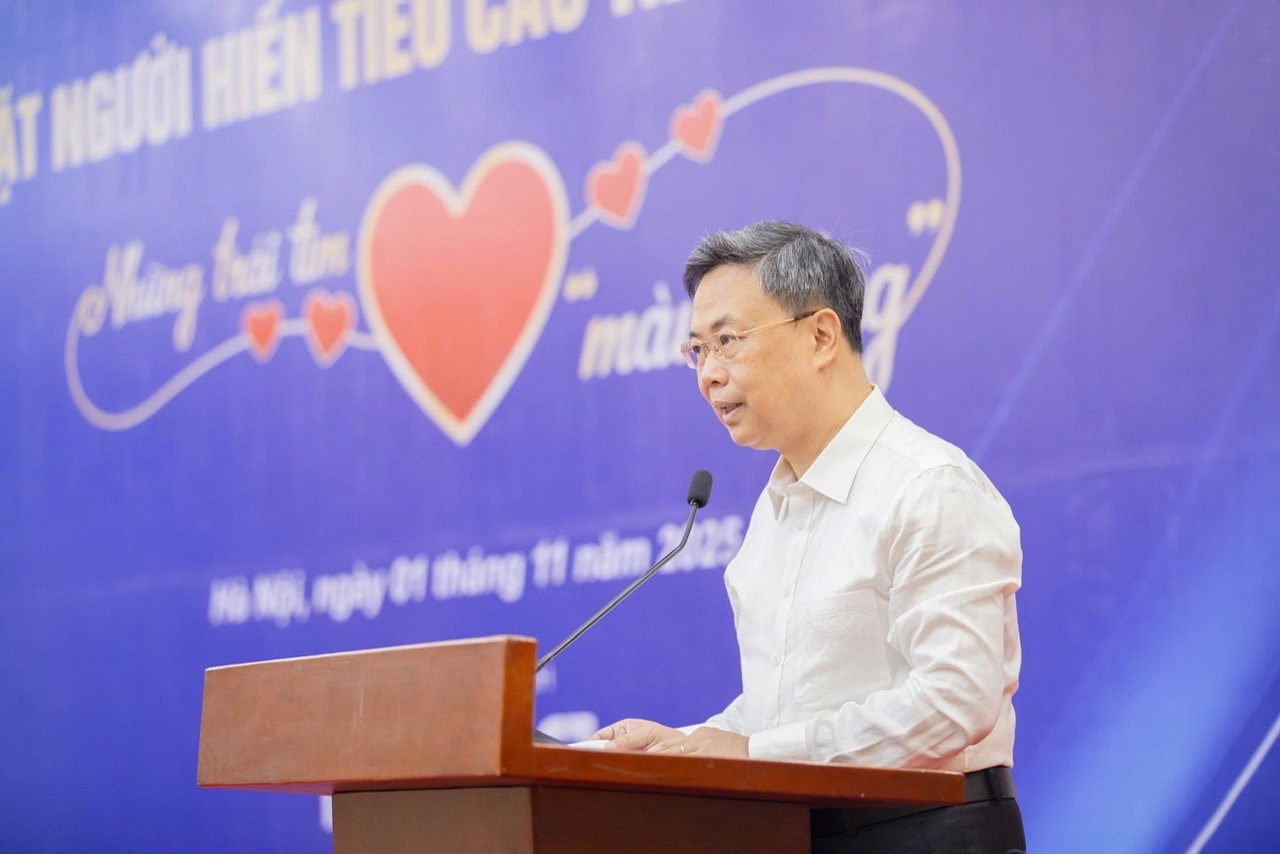 PGS.TS Nguyễn Hà Thanh, Viện trưởng Viện Huyết học - truyền máu trung ương phát biểu tại chương trình. Ảnh: BTC