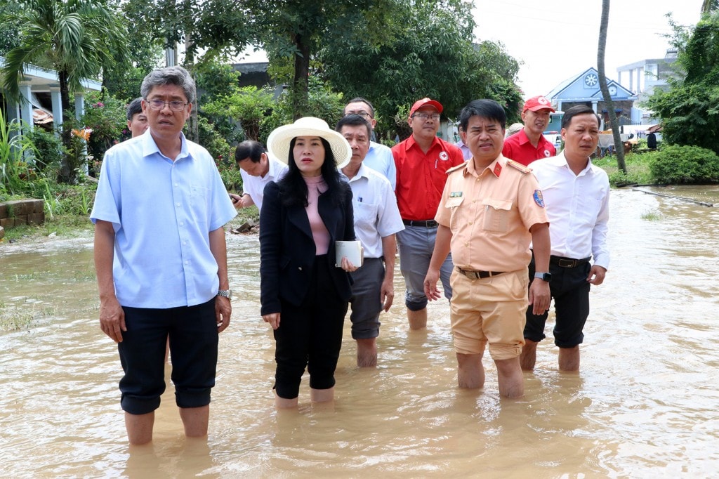 Phó Chủ tịch UBND tỉnh Nguyễn Minh cùng đoàn công tác của tỉnh đã kiểm tra tình hình ngập lụt, thiệt hại về sản xuất nông nghiệp, công trình tại các 