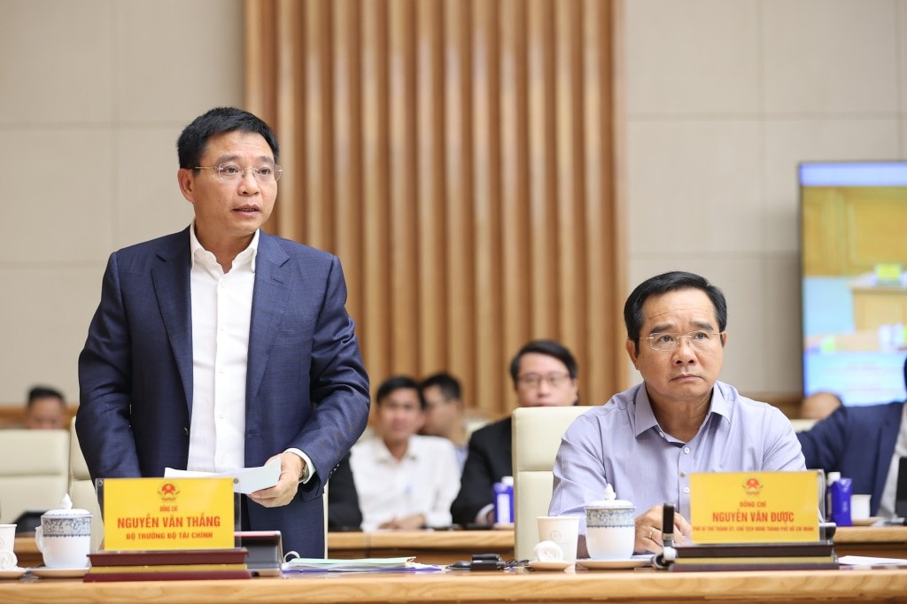 Bộ trưởng Bộ Tài chính Nguyễn Văn Thắng phát biểu - Ảnh: VGP/Nhật Bắc