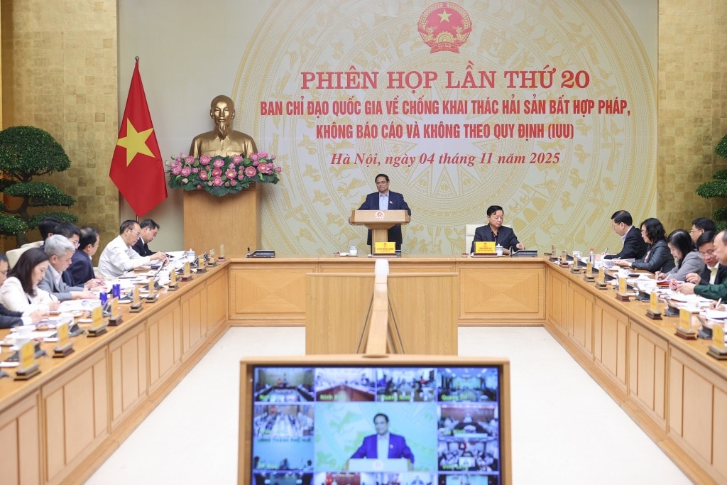 Thủ tướng Phạm Minh Chính chủ trì phiên họp thứ 20 của Ban Chỉ đạo quốc gia về phòng, chống khai thác IUU - Ảnh: VGP/Nhật Bắc
