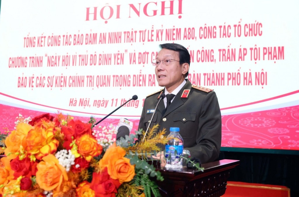 Đại tướng Lương Tam Quang – Bộ trưởng Bộ Công an phát biểu tại hội nghị.