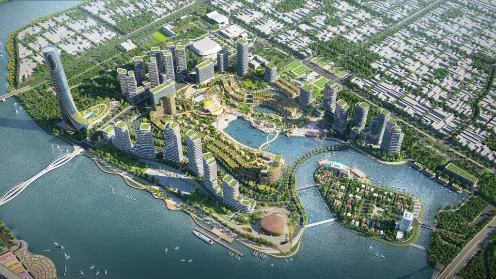 Da Nang Downtown sẽ là quần thể all-in-one, kinh tế đêm được đầu tư bài bản. Ảnh phối cảnh minh họa Sun Group