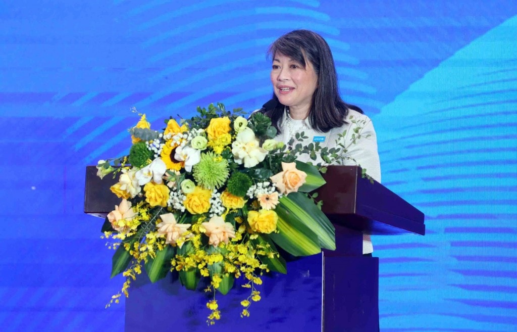 Bà June Kunugi, Giám đốc UNICEF khu vực Đông Á – Thái Bình Dương phát biểu tại buổi lễ - Ảnh VGP/Đức Tuân