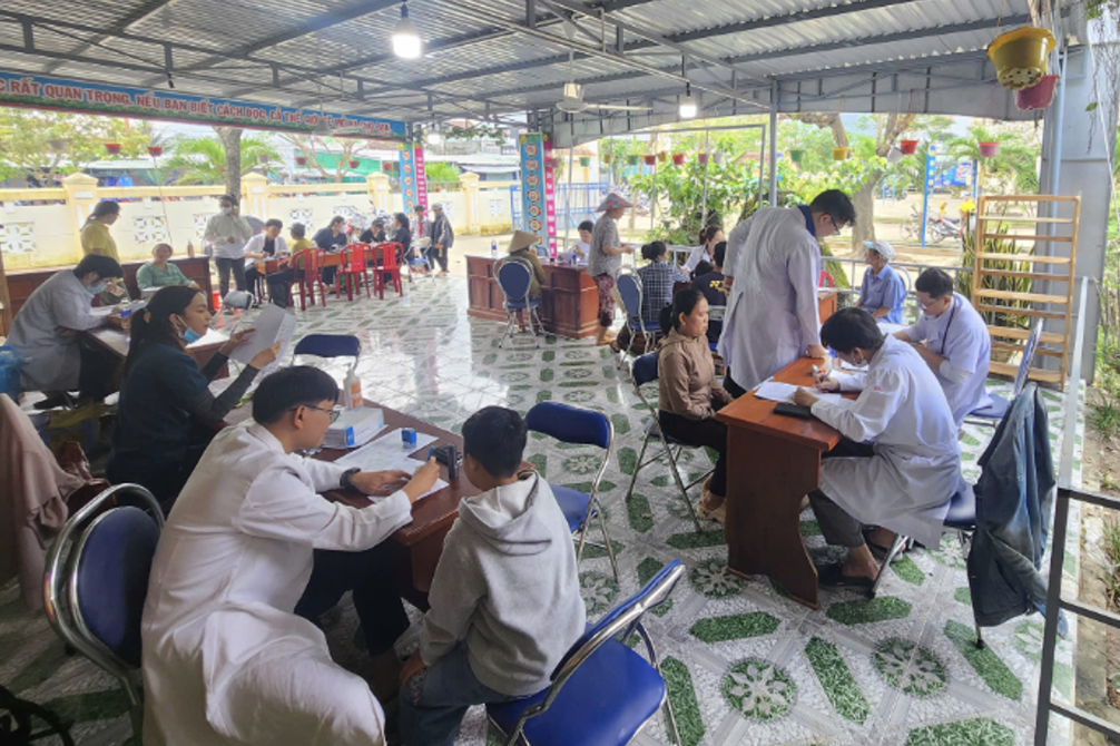 Các y bác sĩ khám, chữa bệnh và cấp phát thuốc cho người dân tại Đắk Lắk (ảnh: SYT TP Hồ Chí Minh)