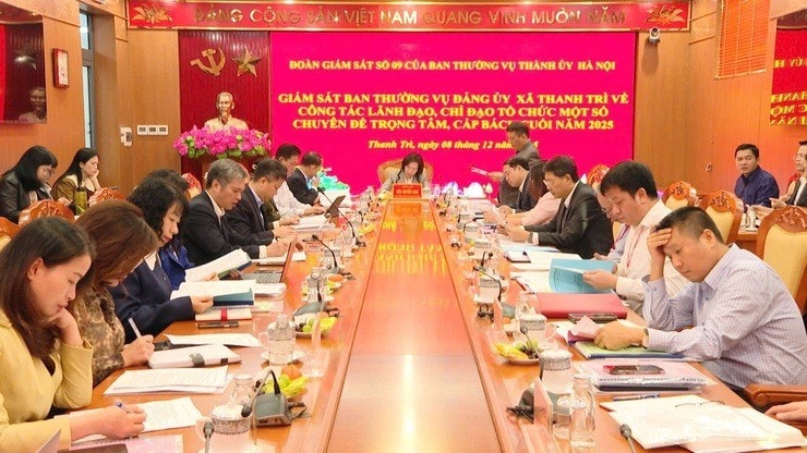 Đoàn giám sát số 9 của Ban Thường vụ Thành ủy Hà Nội làm việc với xã Thanh Trì