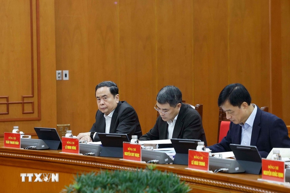 Các đại biểu tham dự phiên họp thứ hai của Ban Chỉ đạo Trung ương về hoàn thiện thể chế, pháp luật. (Ảnh: Thống Nhất/TTXVN)