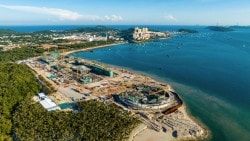 Hình hài Trung tâm Hội nghị và Triển lãm APEC Phú Quốc sau nửa năm xây dựng
