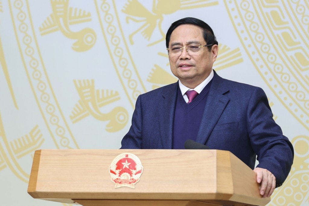 Thủ tướng Phạm Minh Chính phát biểu khai mạc Hội nghị toàn quốc thúc đẩy đầu tư công năm 2025 và năm 2026 - Ảnh: VGP/Nhật Bắc