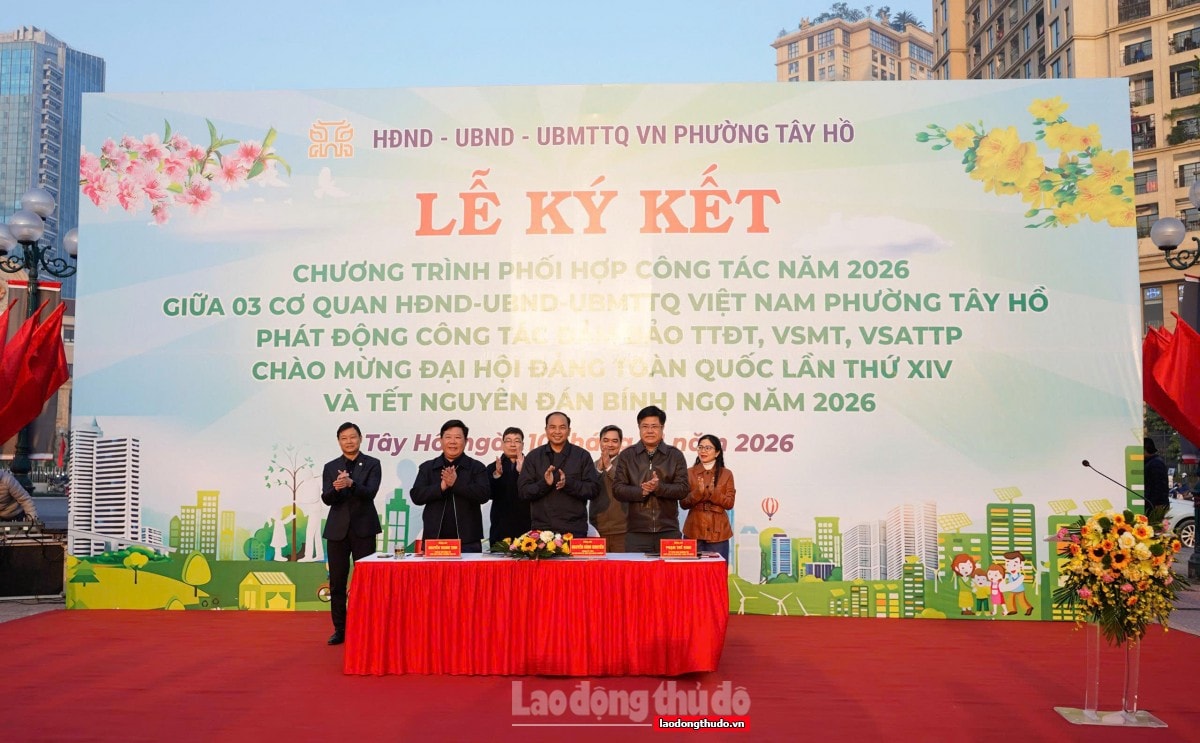 Phường Tây Hồ phát động cao điểm đảm bảo trật tự đô thị, vệ sinh môi trường chào mừng Đại hội XIV và Tết Bính Ngọ 2026