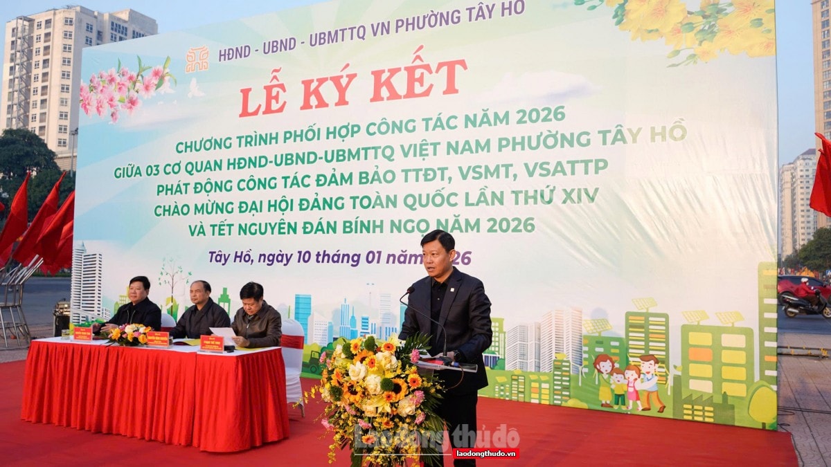 Phường Tây Hồ phát động cao điểm đảm bảo trật tự đô thị, vệ sinh môi trường chào mừng Đại hội XIV và Tết Bính Ngọ 2026