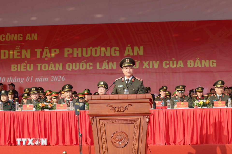 Thượng tướng Phạm Thế Tùng, Thứ trưởng Bộ Công an phát biểu tại buổi lễ. (Ảnh: Phương Hoa/TTXVN)