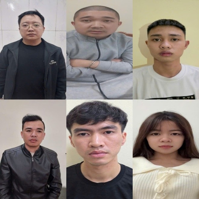 Các đối tượng Phạm Đức An, Nguyễn Thị Thu Thảo, Lê Đình Luật, Doãn Đình Dương, Nguyễn Văn Khánh, Lê Văn Hải (Ảnh do công an cung cấp).