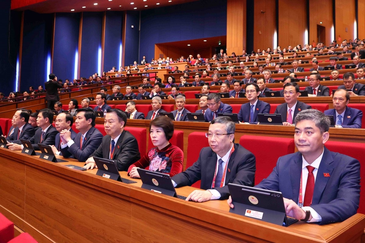Các đại biểu tham dự phiên khai mạc Đại hội XIV của Đảng. 