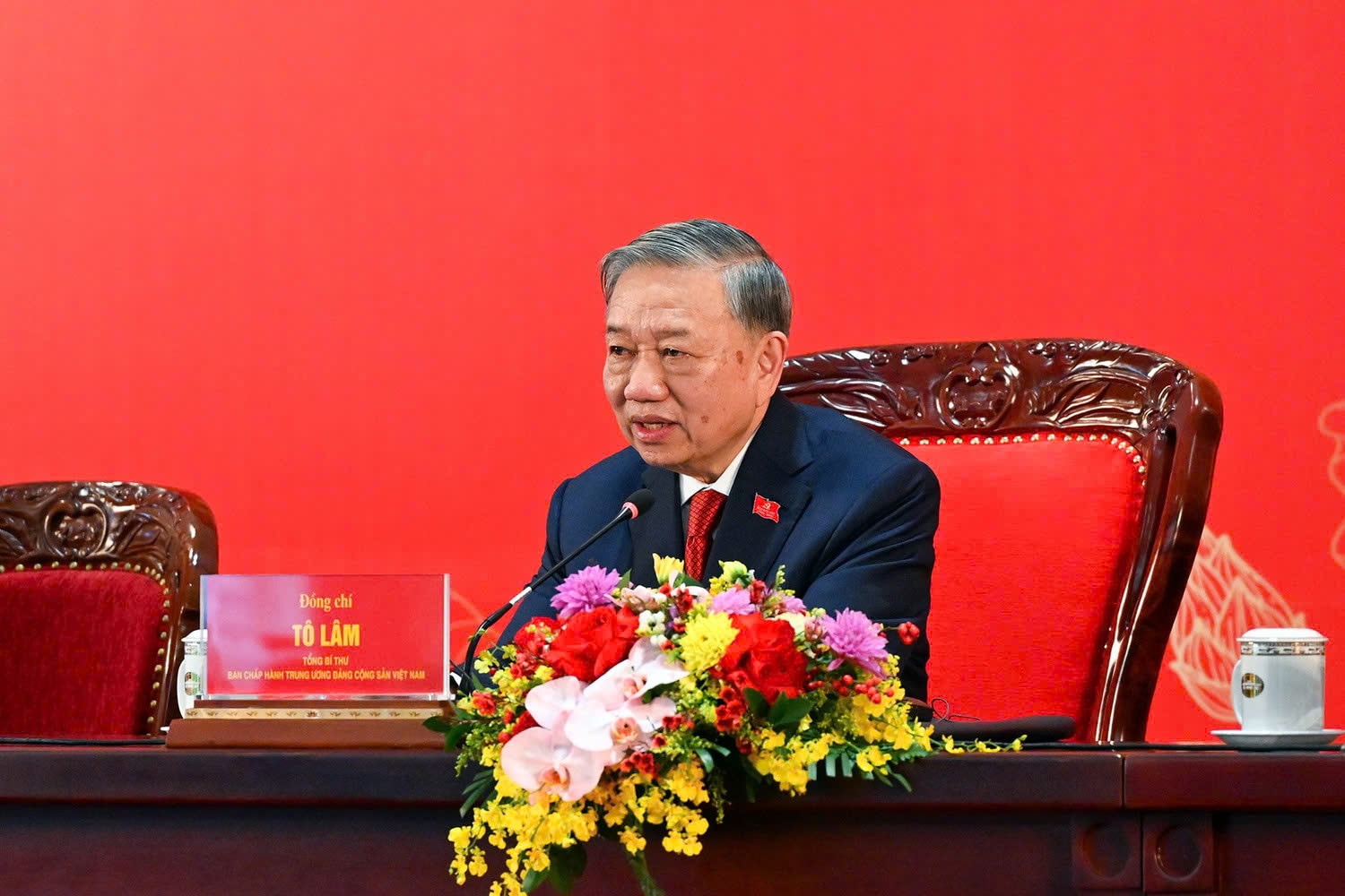 Tổng Bí thư Tô Lâm chủ trì họp báo quốc tế chiều 23-1. Ảnh: TTXVN 