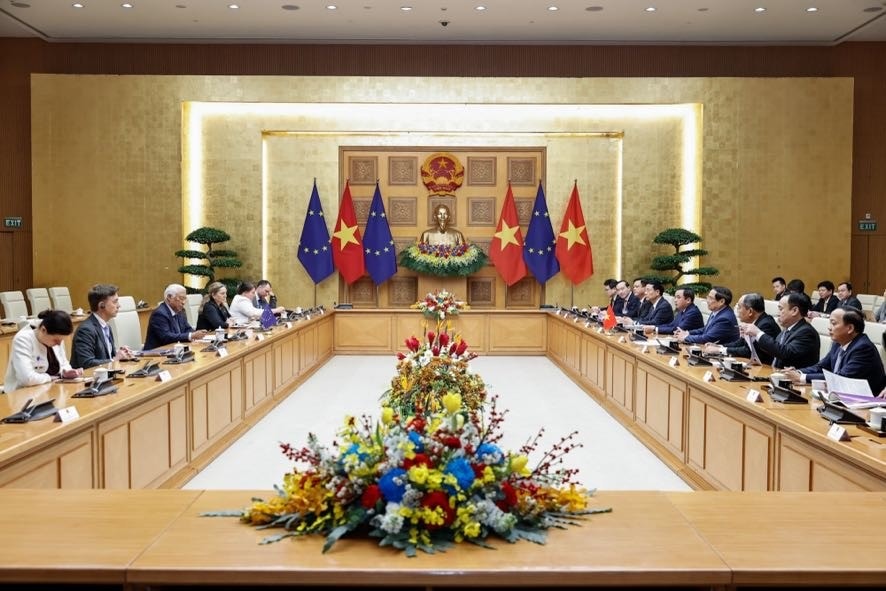 Trong khuôn khổ hợp tác ASEAN-EU, hai nhà Lãnh đạo nhất trí tăng cường phối hợp thúc đẩy xây dựng Hiệp định Thương mại tự do ASEAN-EU - Ảnh: VGP/Nhật Bắc