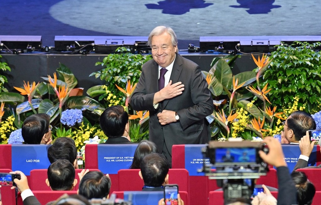 Tổng Thư ký LHQ António Guterres tại Lễ mở ký và Hội nghị cấp cao Công ước của LHQ về chống tội phạm mạng, tháng 10/2025