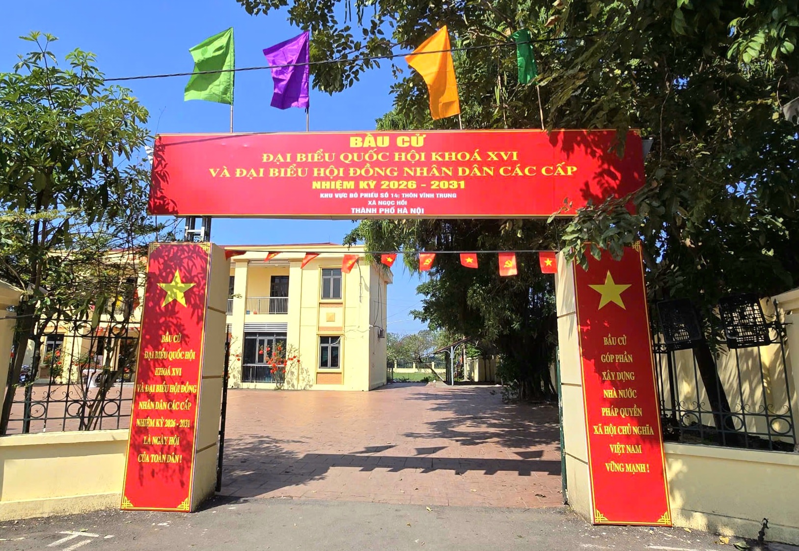 Khu vực bỏ phiếu số 14, thôn Vĩnh Trung. Ảnh: Quốc Doanh