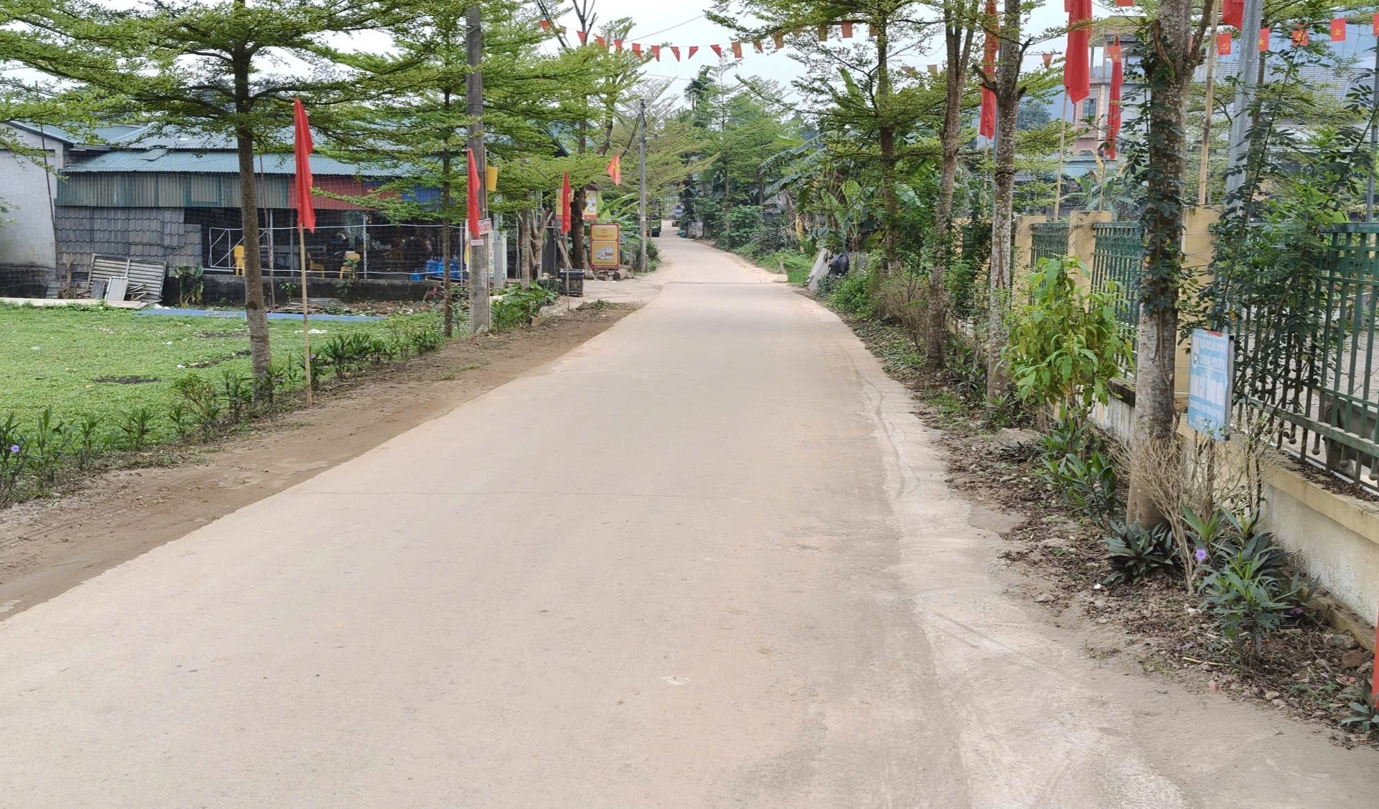 Đường làng, ngõ xóm tại hôn 3 Tiến Xuân được nhân dân quét dọn sạch đẹp chào đón ngày bầu cử.
