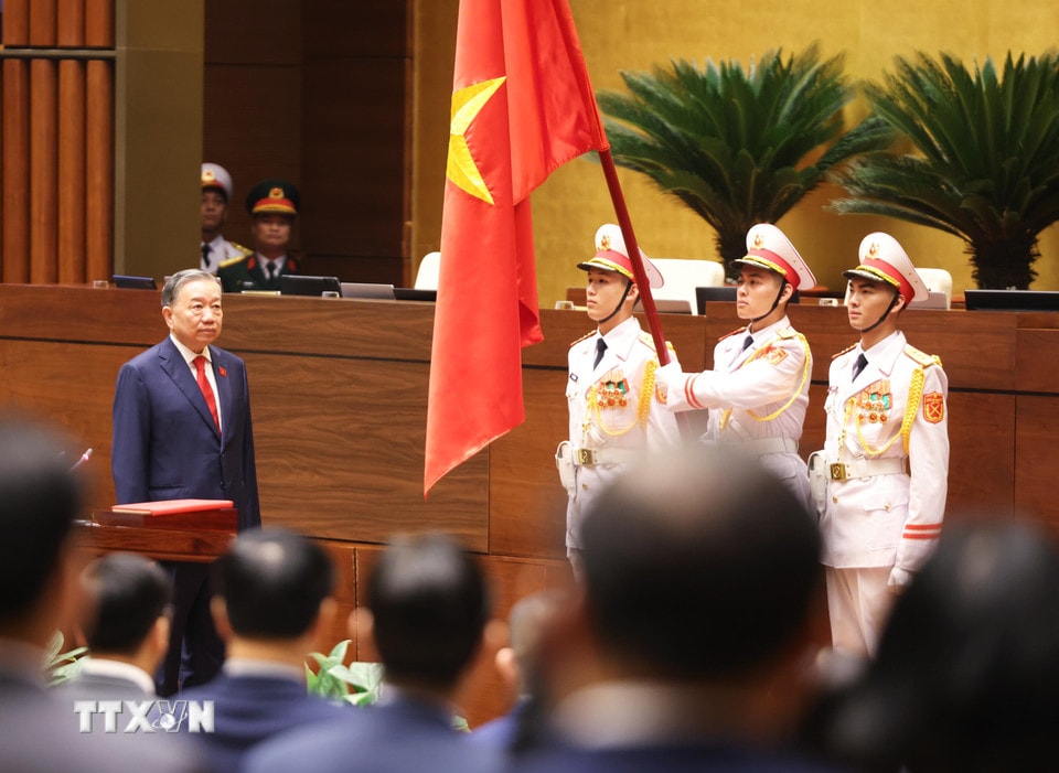 Chủ tịch nước Cộng hòa xã hội chủ nghĩa Việt Nam Tô Lâm tuyên thệ nhậm chức. (Ảnh: Lâm Khánh/TTXVN)