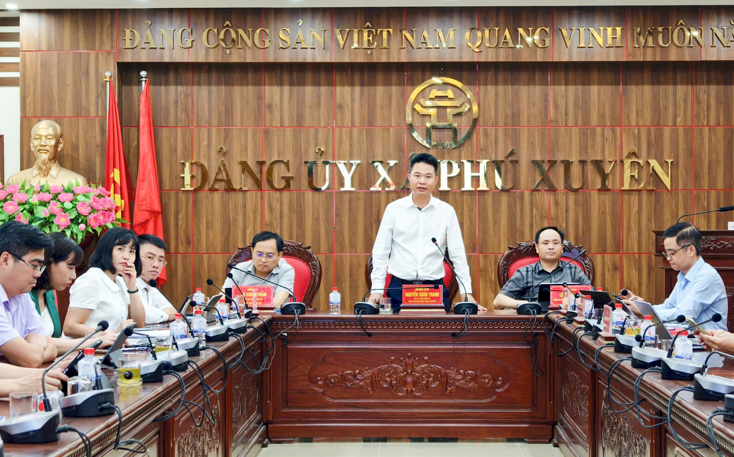 Thành ủy viên, Bí thư đảng ủy, Chủ tịch HĐND Nguyễn Xuân Thanh phát biểu chỉ đạo. Ảnh PV