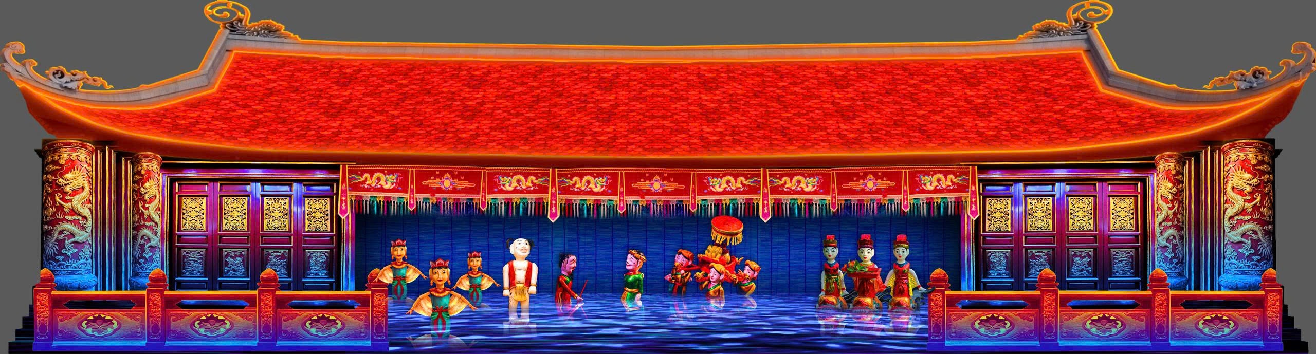 La cultura popolare del teatro delle marionette sull'acqua è vividamente rappresentata attraverso l'illuminazione. Foto: P