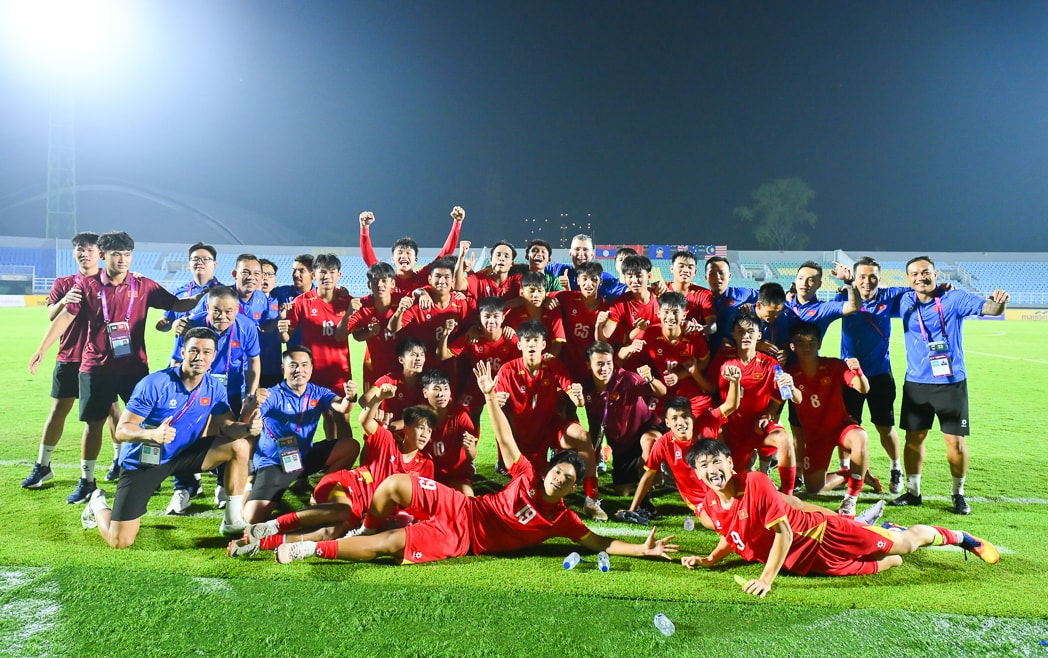U17 Việt Nam ngược dòng kịch tính, giành vé vào chung kết giải U17 Đông Nam Á 2026. Ảnh: VFF
