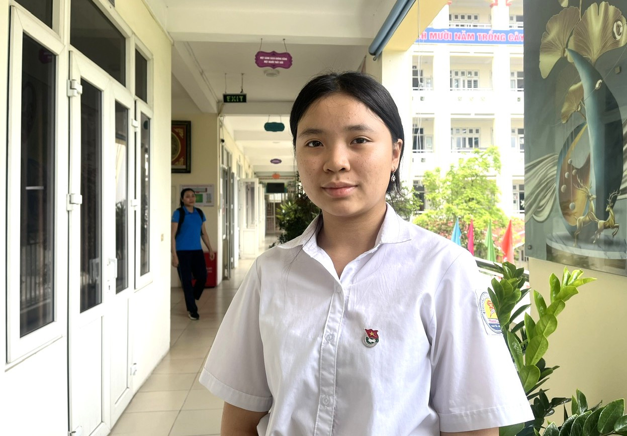 Em Nguyễn Phạm Cát Thảo học sinh lớp 9C1, trường THCS Chu Văn An, phường Thanh Liệt chia sẻ. Ảnh: Kim Xuyến