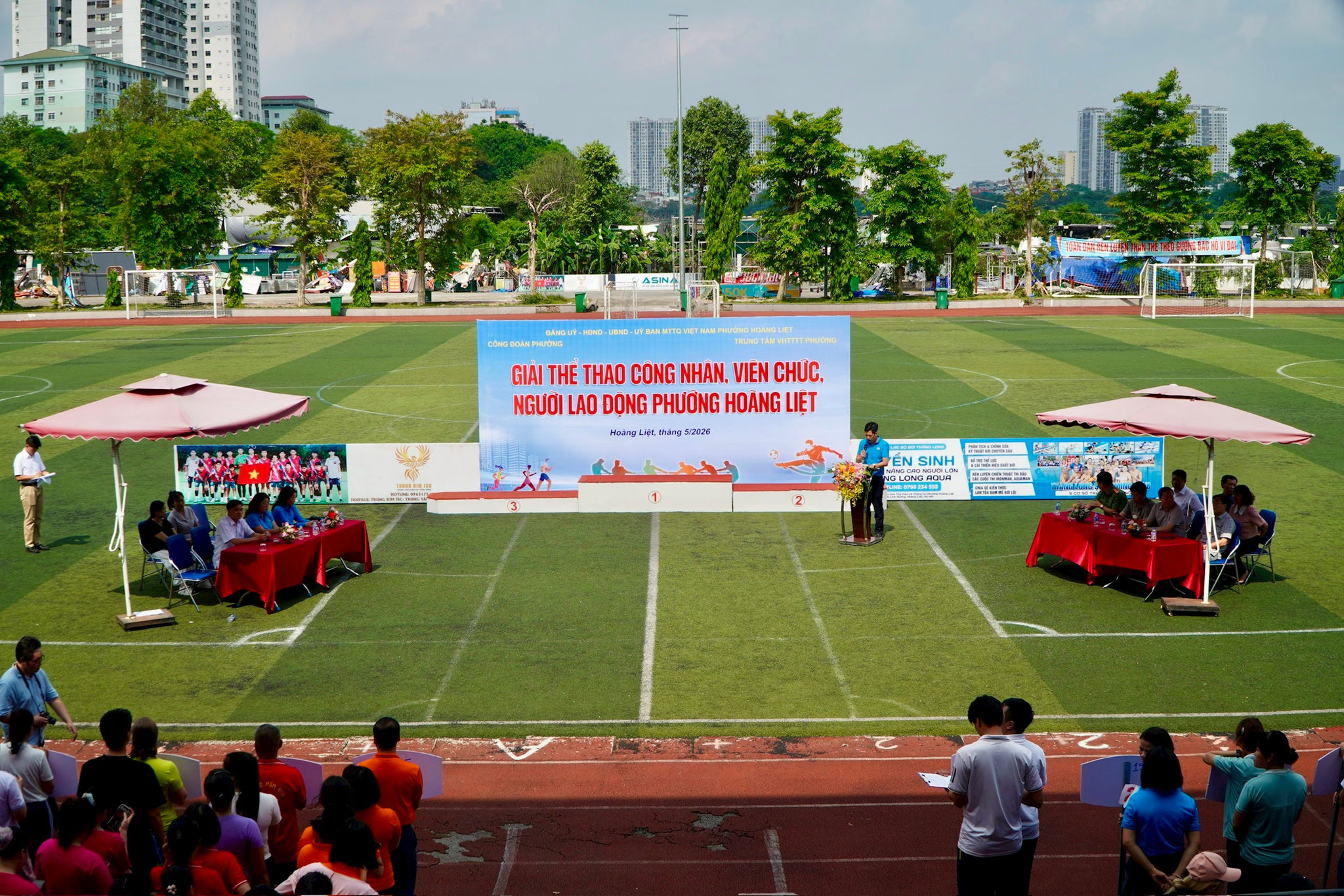 Khai mạc Giải thể thao Công nhân, viên chức, người lao động phường Hoàng Liệt năm 2026. Ảnh: Tiến Đạt.