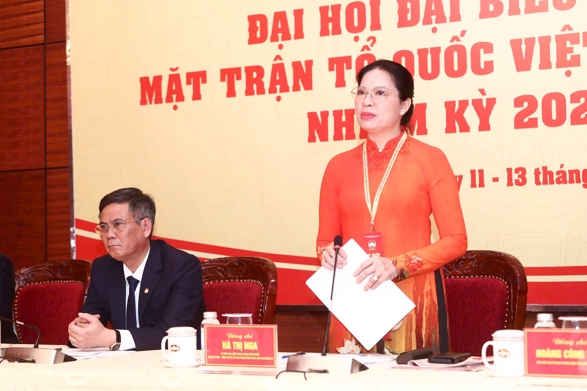 Phó Chủ tịch - Tổng Thư ký Ủy ban Trung ương MTTQ Việt Nam Hà Thị Nga phát biểu tại buổi họp báo. Ảnh: Lê Khánh