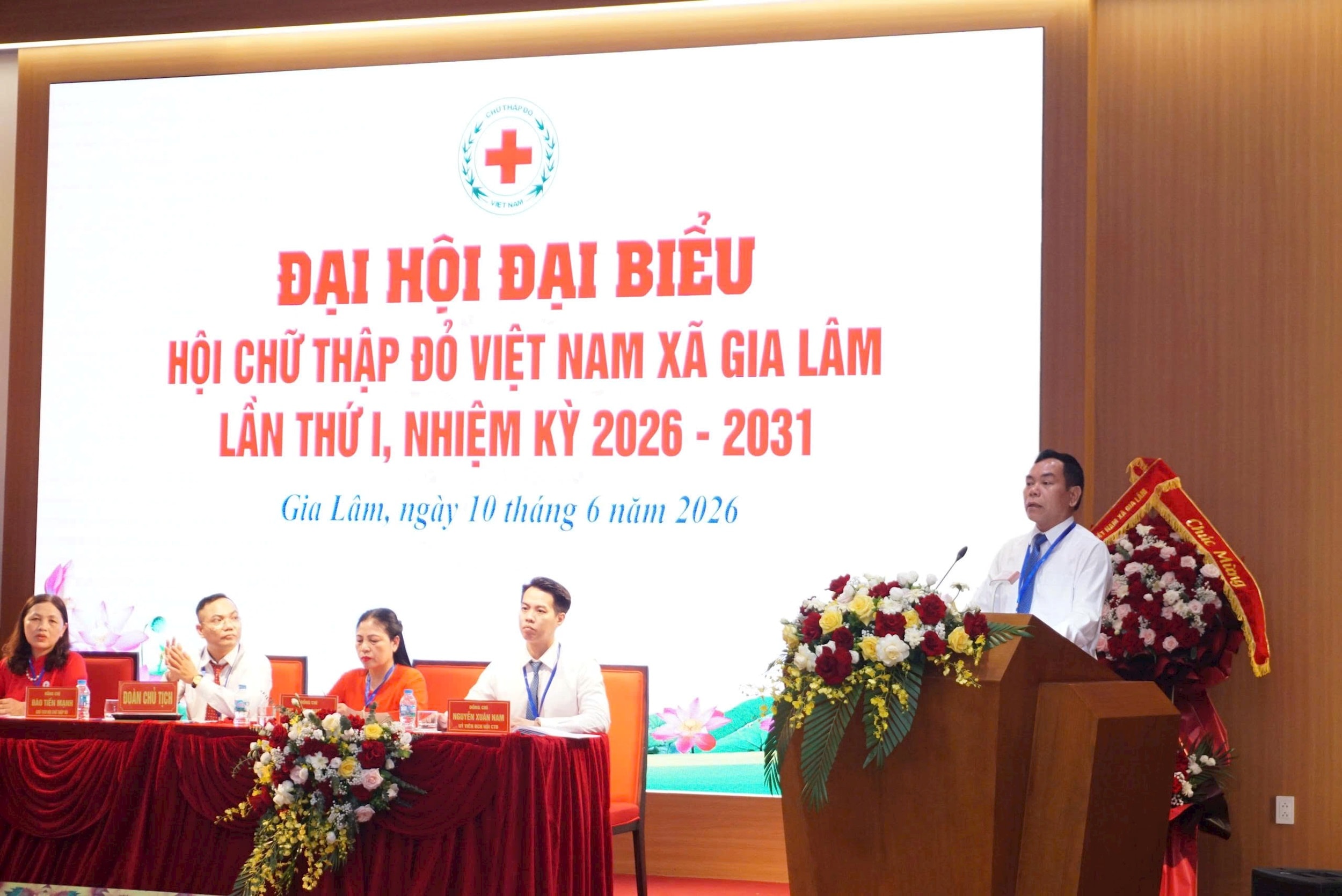 Đồng chí Nguyễn Văn Hợi, Ủy viên Ban Thường vụ Đảng ủy, Chủ tịch Ủy ban MTTQ Việt Nam xã Gia Lâm phát biểu chỉ đạo tại Đại hội.