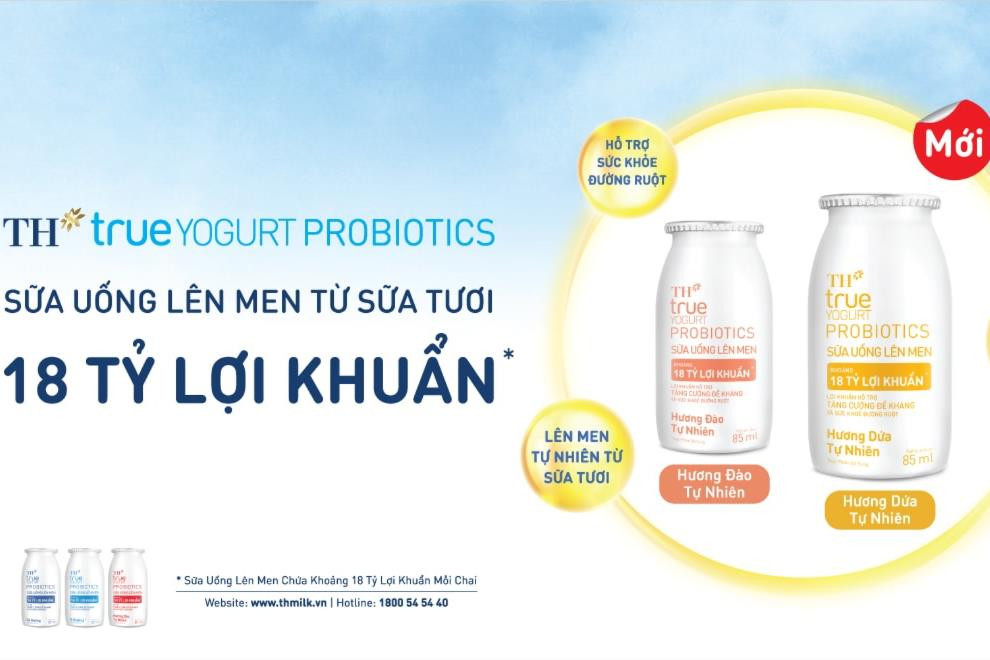 Tập đoàn TH ra mắt Sữa uống lên men‎ hương đào tự nhiên và hương dứa tự nhiên