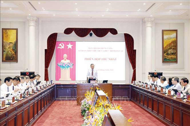 Tổng Bí thư, Chủ tịch nước Tô Lâm chủ trì Phiên họp thứ nhất của Ban Chỉ đạo Trung ương về hoàn thiện thể chế và thực thi pháp luật. Ảnh: Thống Nhất/TTXVN.