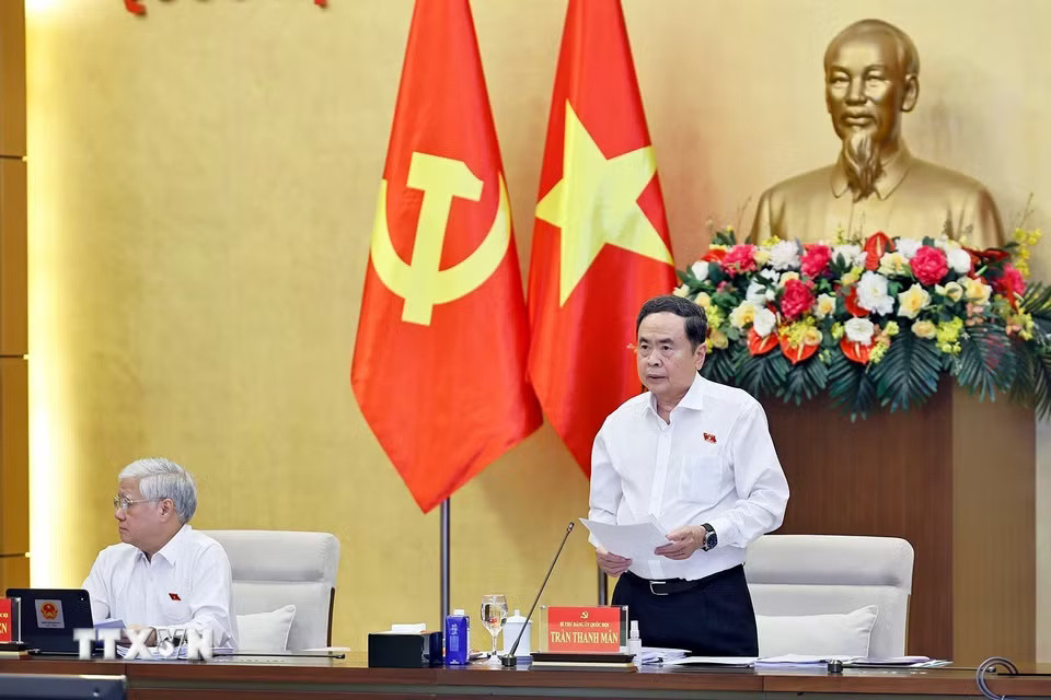 Chủ tịch Quốc hội Trần Thanh Mẫn phát biểu. (Ảnh: Doãn Tấn/TTXVN)