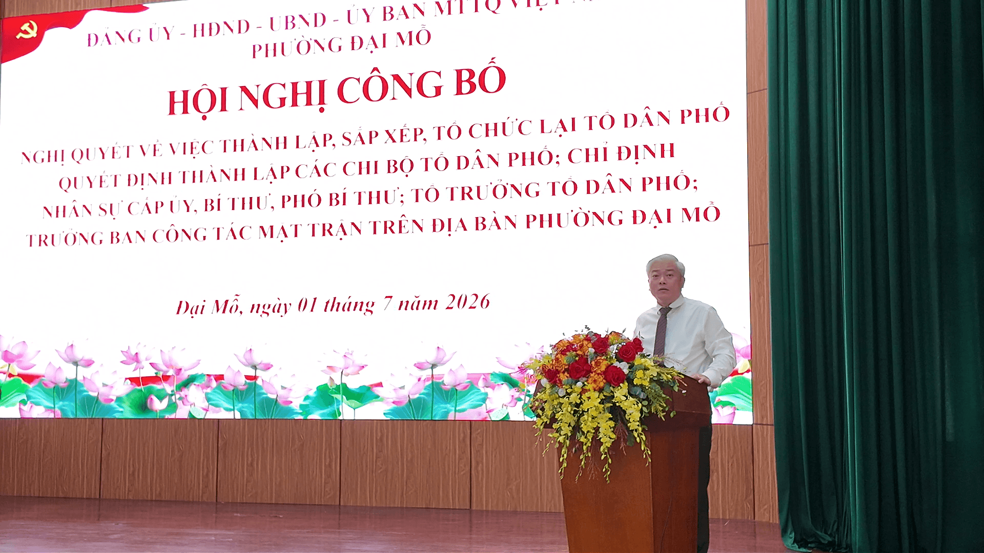 Đồng chí Mai Trọng Thái, Bí thư Đảng ủy, Chủ tịch HĐND phường phát biểu chỉ đạo